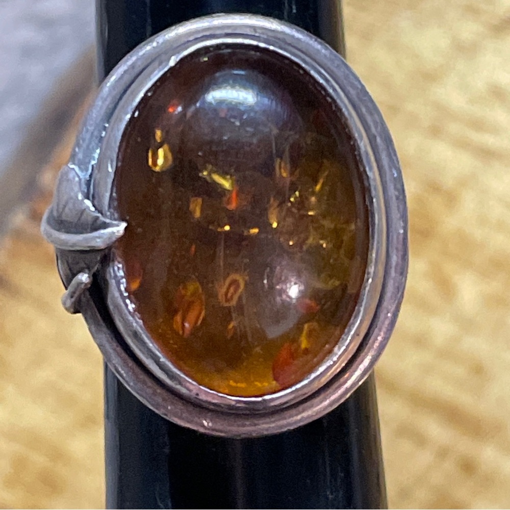 Baltic amber ring. Baltic amber & sterling silver Size 6